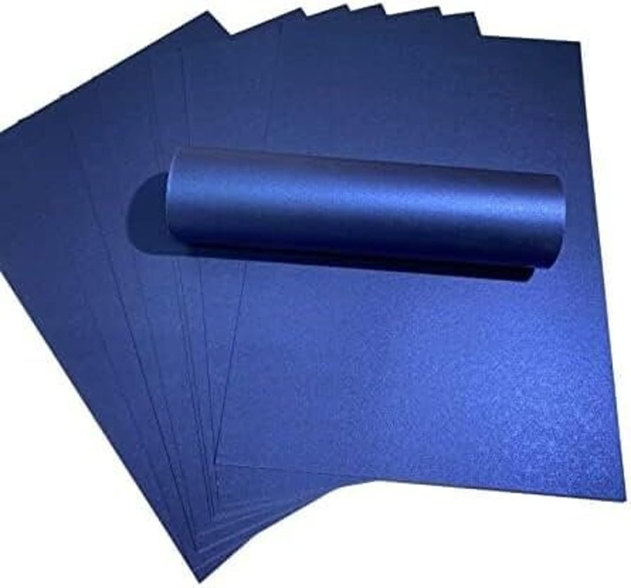 20 Sheets Royal Blue Pearlescent A4 Paper Decorative 120gsm Double Sided