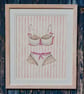 Pink and cream bra and knickers painting with hand-stitched sequins and ribbon - Image 1