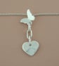 Sterling Silver Butterfly, Heart & Chain Pendant – Love and Togetherness