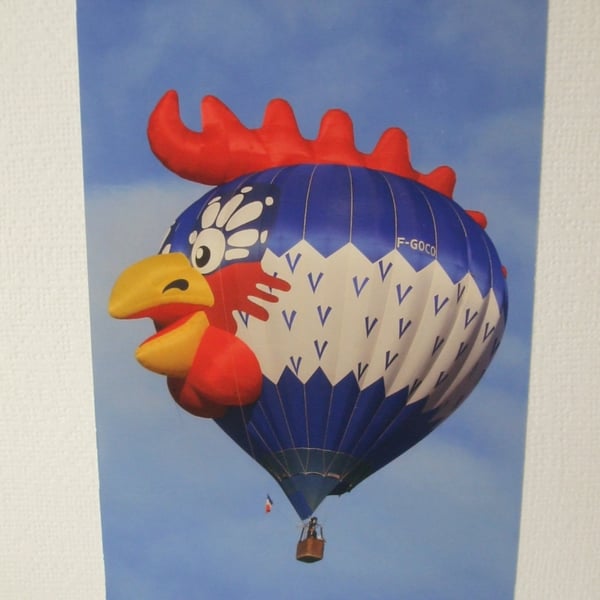 Photographic greetings card of a "Chicken Head" Hot Air Balloon.