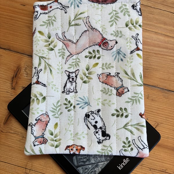 Dog Print Quilted Fabric Sleeve For 6” Kindle Paperwhite 
