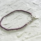 Silver Bracelet Iridescent Red Pearl