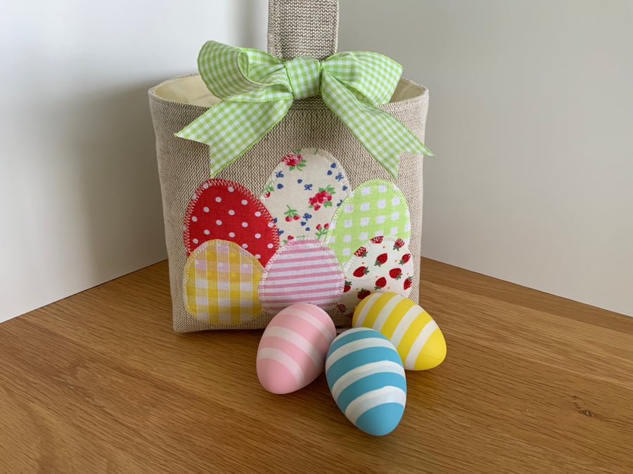 Easter Basket, Childrens Easter Bag, Storage Basket, Applique, Easter Gift