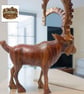 Hand Carved Wooden Ibex Statue Antique Mountain Goat Art Spiral Horns - Image 1