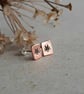 Copper Spider Stud Earrings - Hand Stamped Halloween Earrings - Image 1