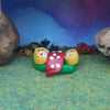 Twin Baby Gnomes in a toadstool crib OOAK Sculpt by Ann Galvin