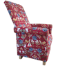 Adult Armchair Clarke Forester Rouge Red Fabric Chair Accent Rabbits Floral Blue - Image 2