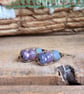 Purple and Lavender Stacked Czech Glass Earrings. Petite Wirework Earrings - Image 5