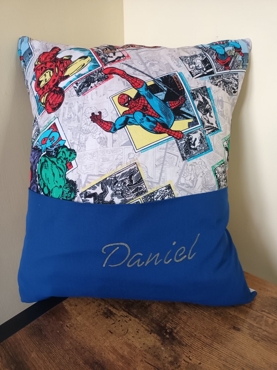 personalised marvel pocket cushion 