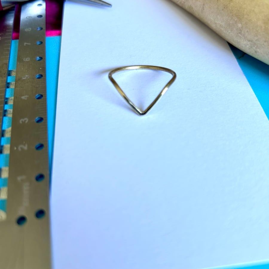 Gold Tone Solid Brass Chevron Rings - Sizes K - V