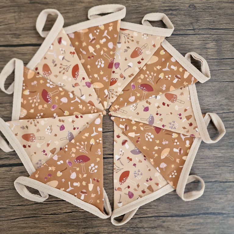 Autumn Inspired Woodland Bunting - Tan & Beige Mushroom design