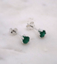 Green Onyx Facet 4mm Gemstone 6 Prong Sterling Silver Stud Earrings. - Image 3