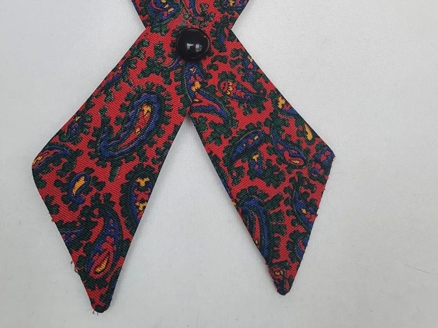 Handmade continental tie, upcycled 70s, quirky gift, one of a kind unique access