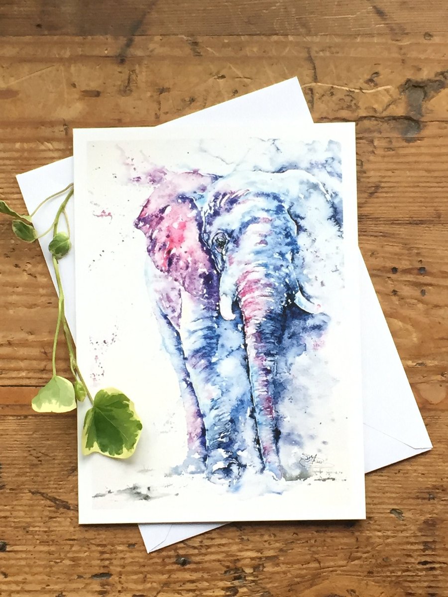 Elephant Card, Elephant Greetings Card, Art, Wildlife Art, Greeting Card, Art Ca