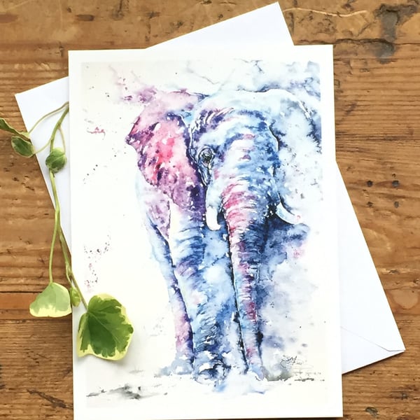 Elephant Card, Elephant Greetings Card, Art, Wildlife Art, Greeting Card, Art Ca
