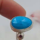 Turquoise Rose Cut Slice & Rhodolite Garnet Silver Ring