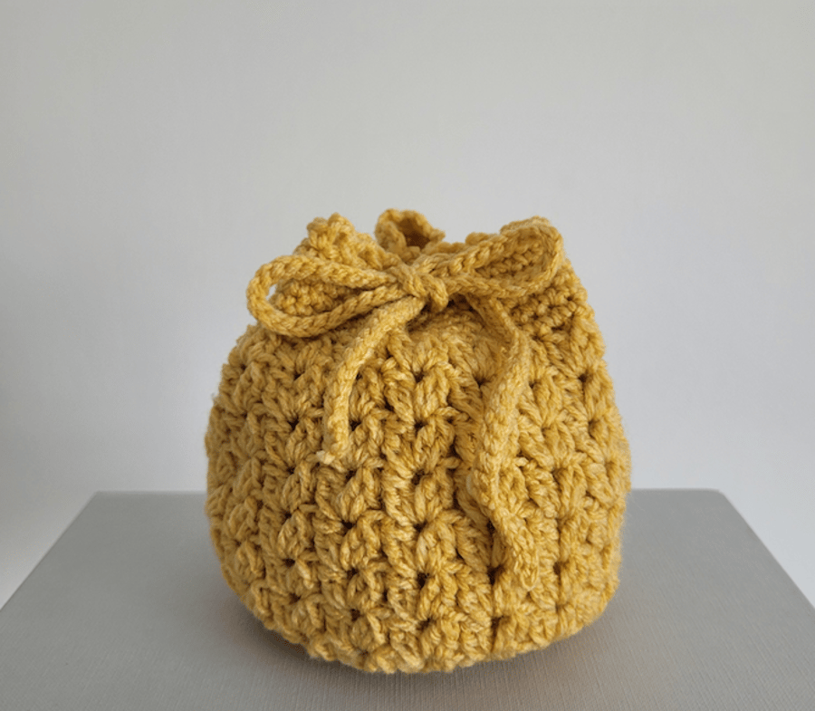 Spring Yellow Crochet Pouch