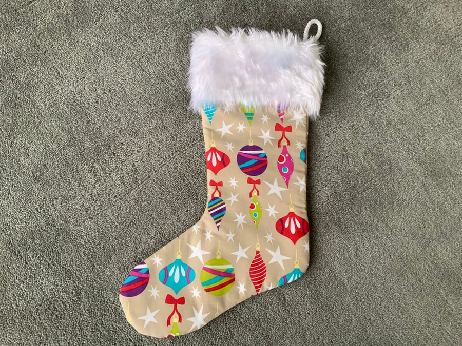 Fabric Christmas Stocking, Lined, Christmas Decoration, Stocking