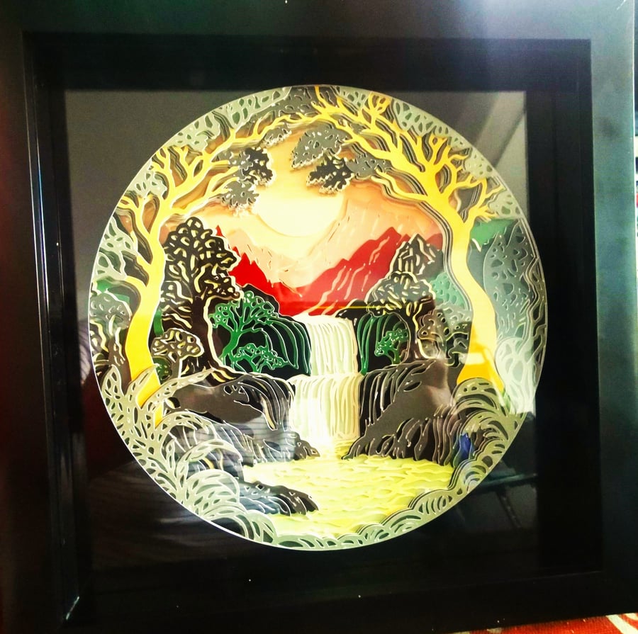 Premium Waterfall, Decorative Wall Hanging, 3D Art, Shadow Art, Home Decoration