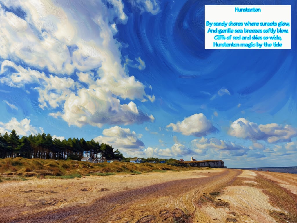 Hunstanton Norfolk Poem Card A5 Beach View 