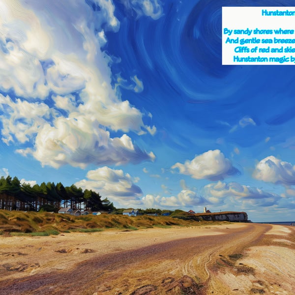 Hunstanton Norfolk Poem Card A5 Beach View 