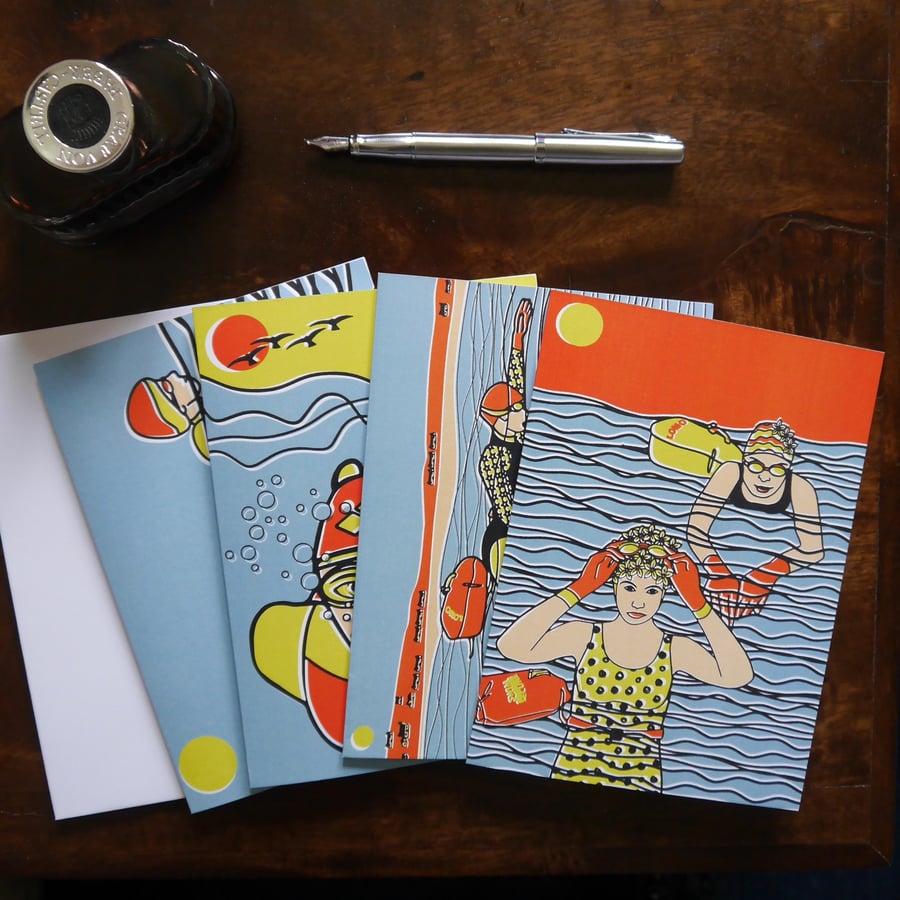 Swimming Greeting Cards, Wild Swimming, Swimming Card Pack, Cold Water Swimming