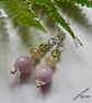Pink Kunzite, Wello Opal & Peridot Hand Made Sterling Silver Earrings 