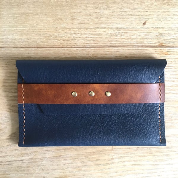 SAMPLE SALE Navy Leather Pouch