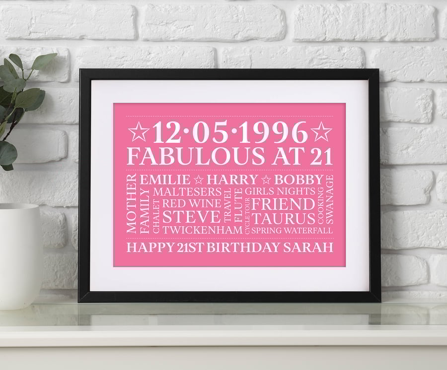 Personalised 21st Birthday Word Art - BD217