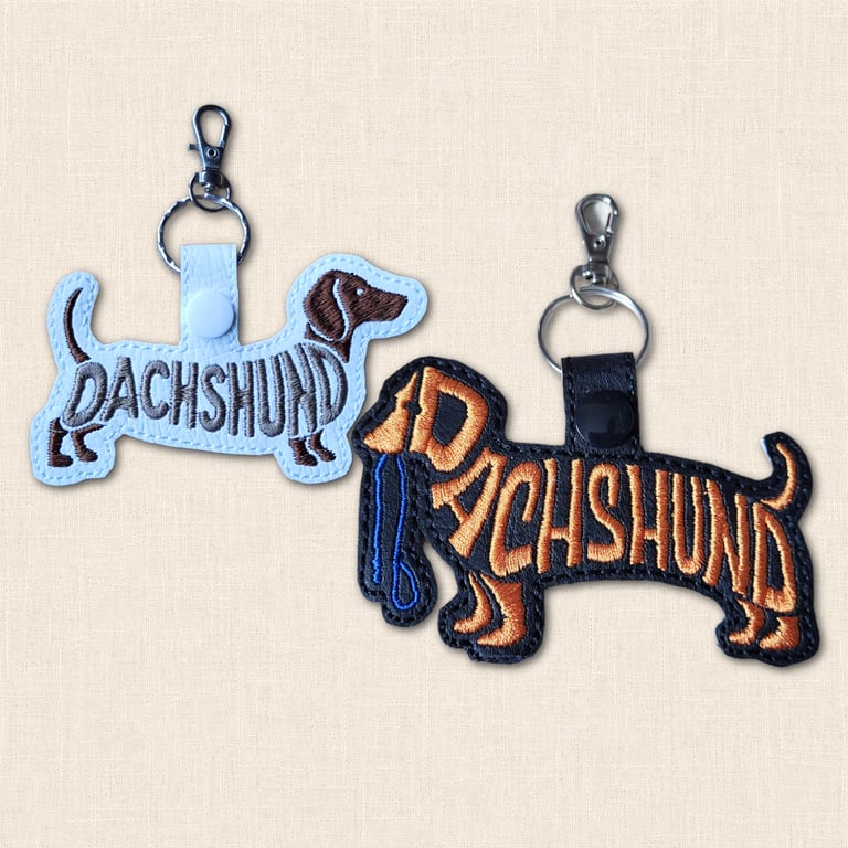 Dachshund Keyring - Dog Silhouette Word Art Accessory