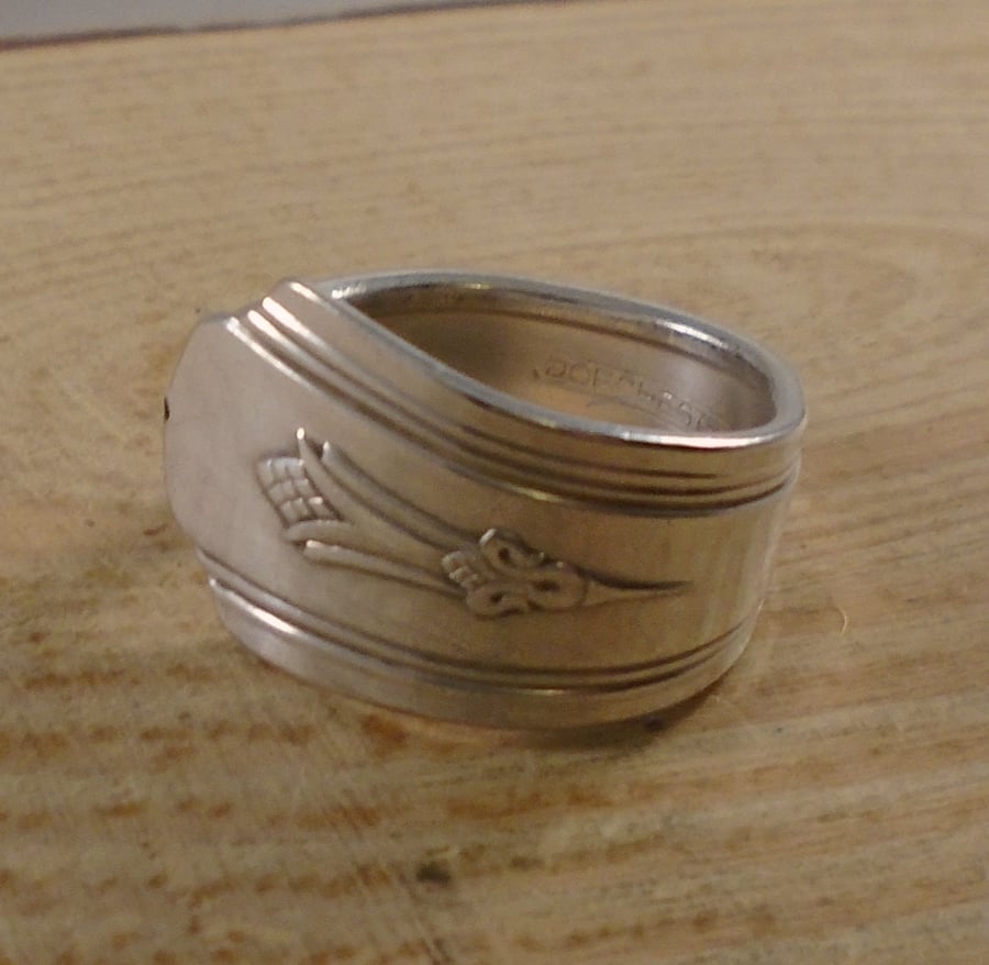 Upcycled Silver Plated Corn Spoon Handle Ring SPR112001