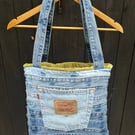 Denim jeans waistband tote bag