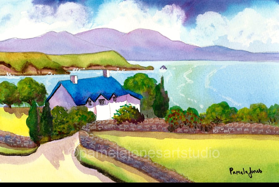 Angelsey Cottage, North Wales, Original Watercolour, in 14 x 11'' Mount