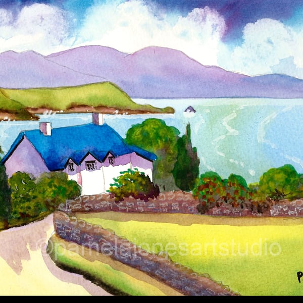 Angelsey Cottage, North Wales, Original Watercolour, in 14 x 11'' Mount
