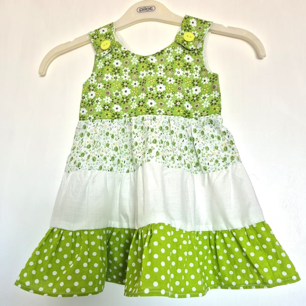 Green colours todddlers tiered sundress 1 - 2 years
