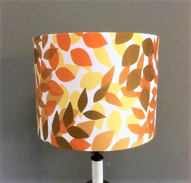 60s Yellow Orange Leaf SALINA by Bernard Wardle Vintage Fabric Lampshade option 