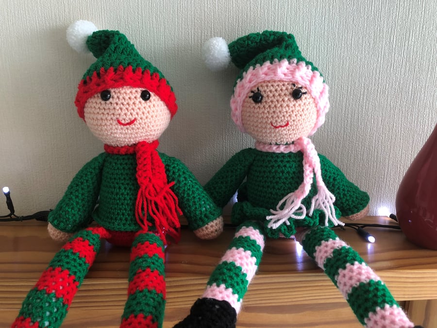 Crocheted Elf on the Shelf - Boy or Girl - Christmas Countdown