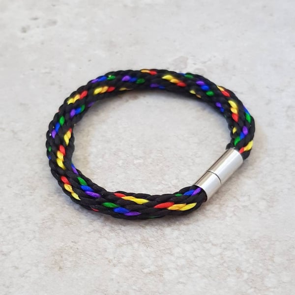 Black Rainbow bracelet, Black Pride Bracelets for men, Discreet pride jewellery