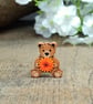 Marigold Teddy Bear Brooch, October Birth Flower, Handmade Personalised Pin - Image 1