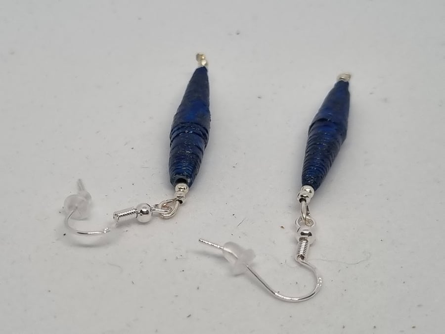 Blue paper earrings