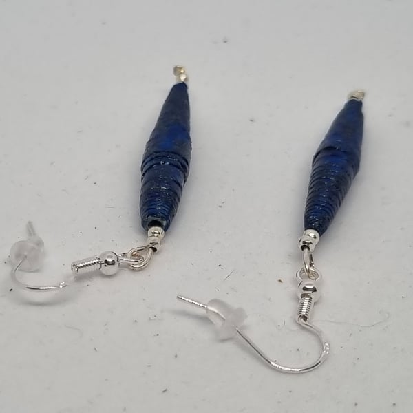 Blue paper earrings