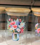Set of three square glass storage jars 600ml size flowers in jars theme