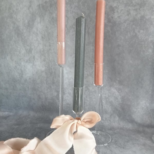 Hand Dyed Pink Champagne Silk Ribbon: Bridal Bouquet Ribbon, Cake Decor