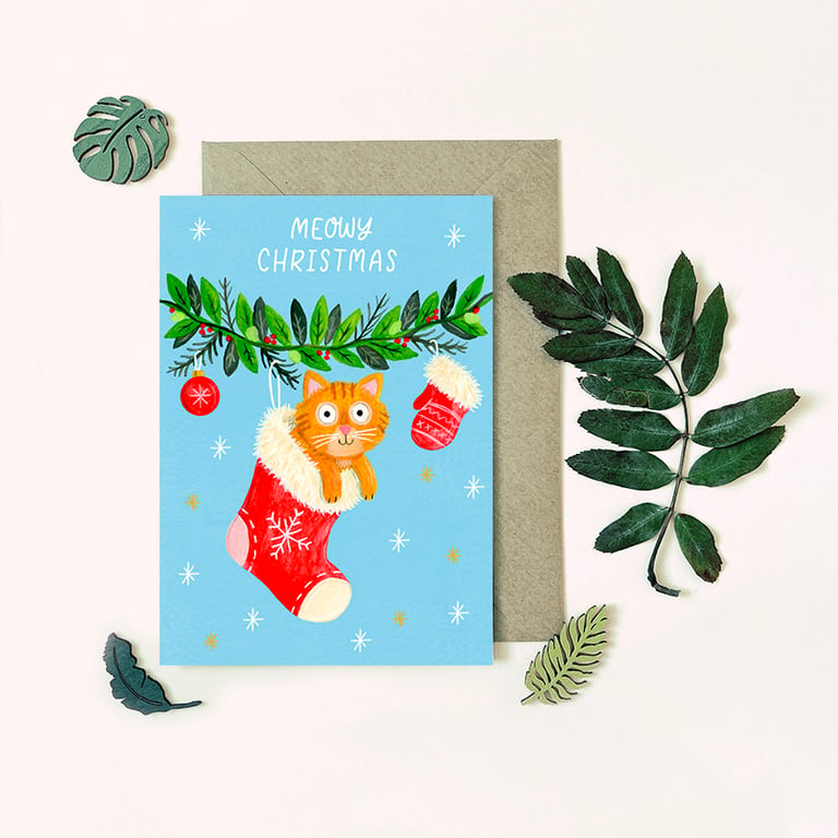 Christmas Cat Card - Blank Card - Greeting Card