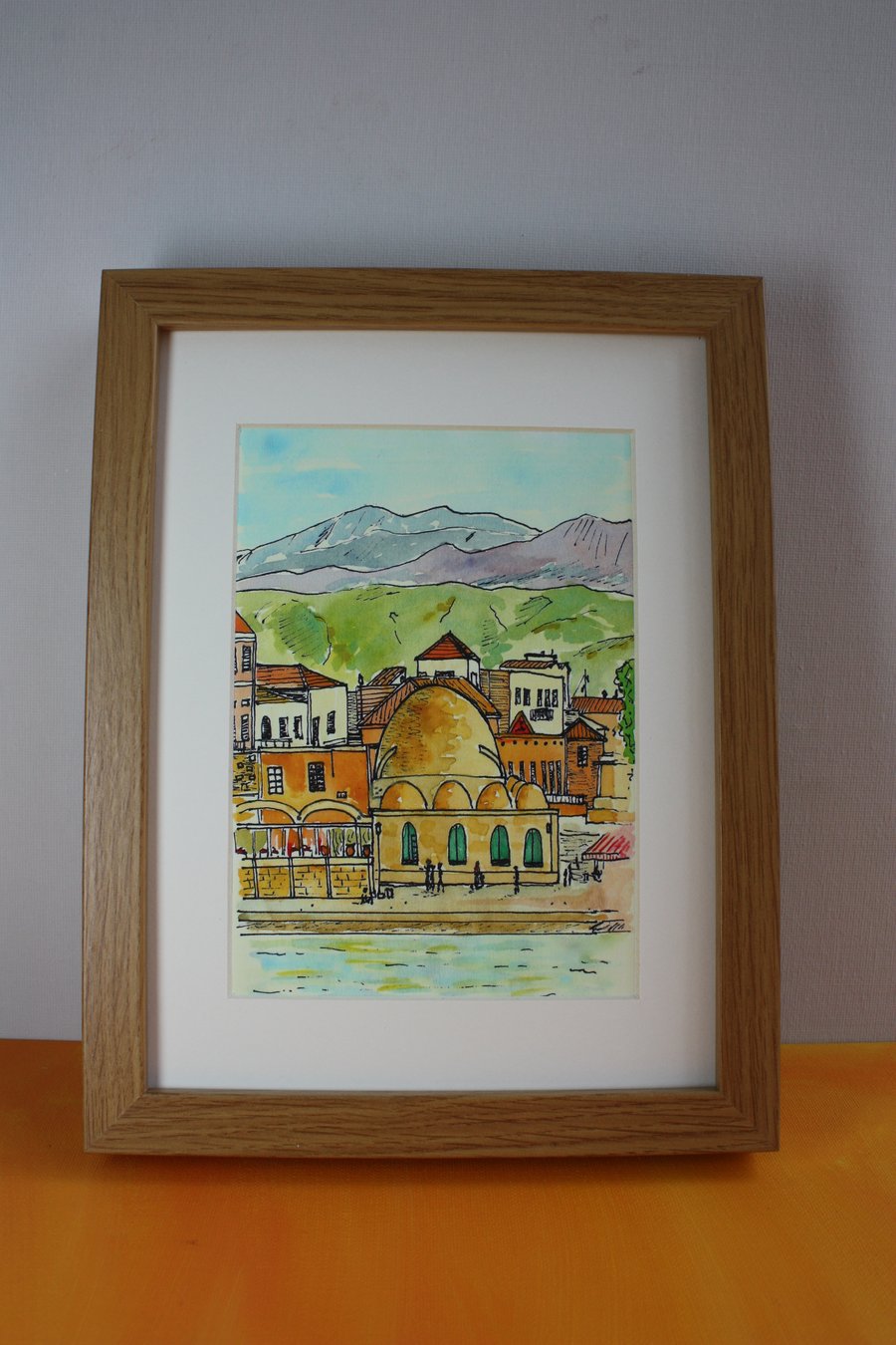 CHANIA, CRETE-PEN AND WATERCOLOUR SKETCH-POSTAGE FREE