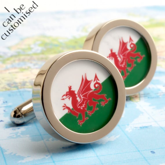 Flag of Wales Cuff Links Welsh Dragon Cufflinks - or Choose Your Flag