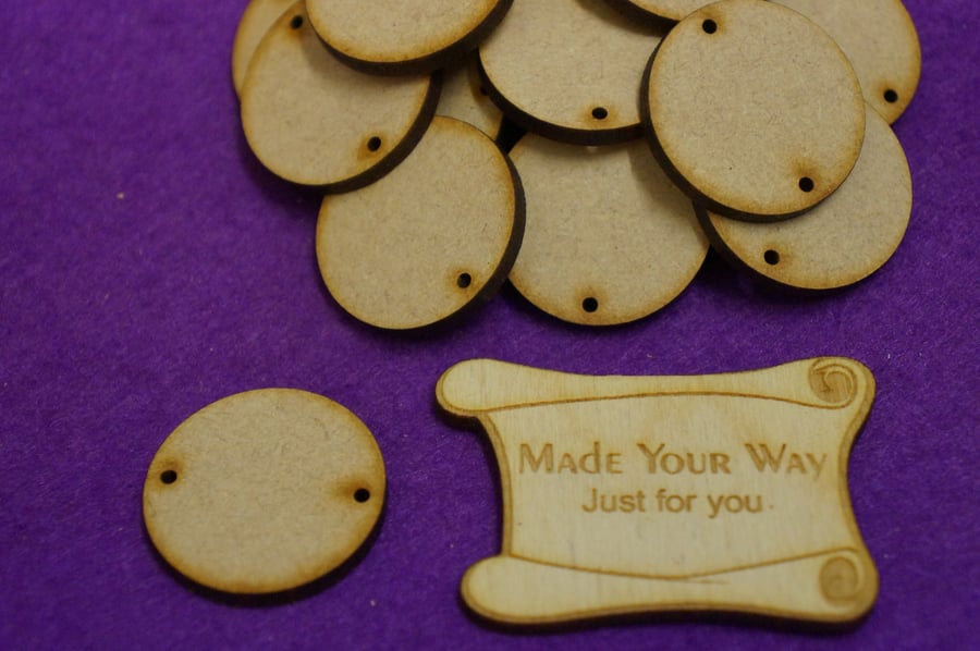 MDF Circle Round two holes 3cm - 40 x Laser cut wooden shape