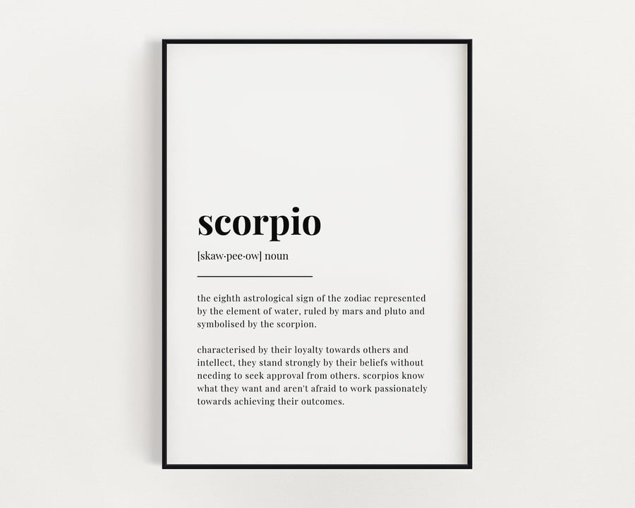 SCORPIO DEFINITION PRINT, Astrology Gift, Gift For Scorpio, Star Sign Gift