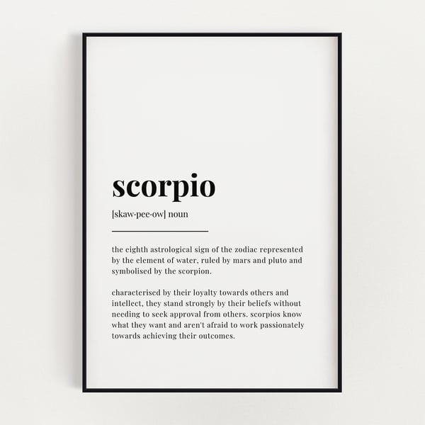SCORPIO DEFINITION PRINT, Astrology Gift, Gift For Scorpio, Star Sign Gift
