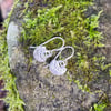 Small sterling silver drop earrings on handmade hooks